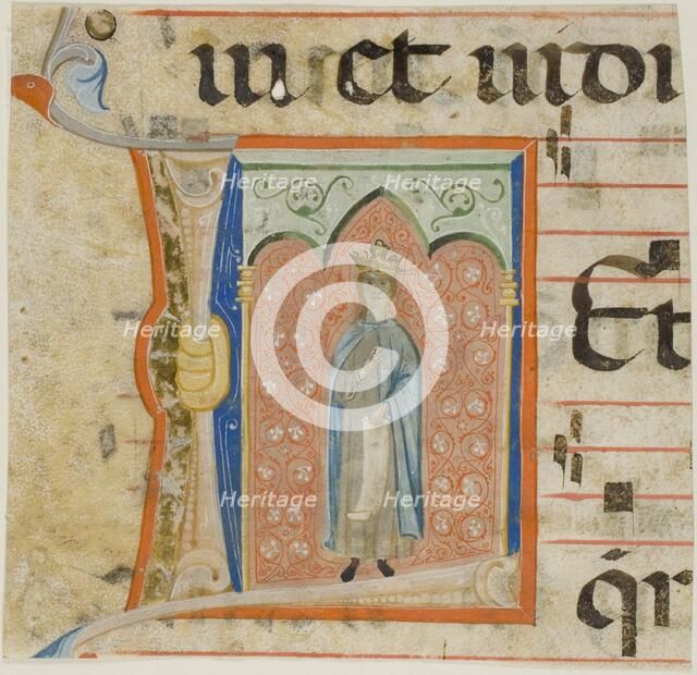Female Saint in a Historiated Initial "L" from a Choir Book, 1330/40. Creator: Unknown.