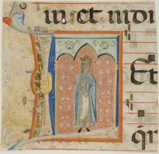 Female Saint in a Historiated Initial "L" from a Choir Book, 1330/40. Creator: Unknown
