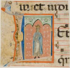 Female Saint in a Historiated Initial "L" from a Choir Book, 1330/40. Creator: Unknown