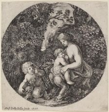 Female Satyr Nursing a Child in a Wooded Landscape, 1656. Creator: Stefano della Bella