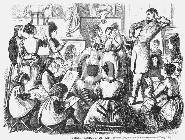 'Female School of Art', 1874.  Creators: Joseph Swain, George du Maurier.
