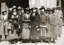 Female telephone operators on strike in Boston, Massachusetts, USA, 1919