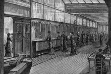 Female telephonists at the Central Telephone Exchange, Paris, 1890