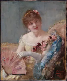 Femme à l'éventail (Portrait de Réjane?), 1879. Creator: Henri Gervex