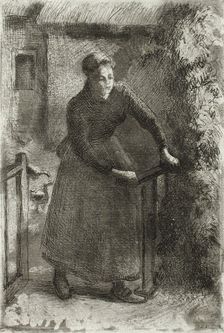 Femme à la barrière, 1889. Creator: Camille Pissarro
