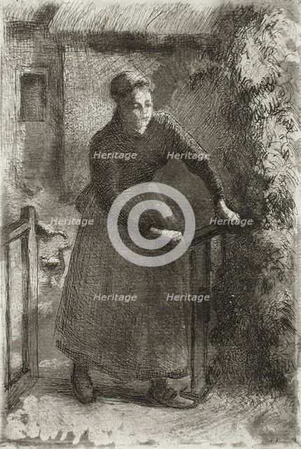 Femme à la barrière, 1889. Creator: Camille Pissarro.
