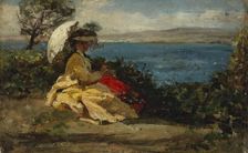 Femme à l'ombrelle, baie de Douarnenez, between 1870 and 1875. Creator: Jules Breton