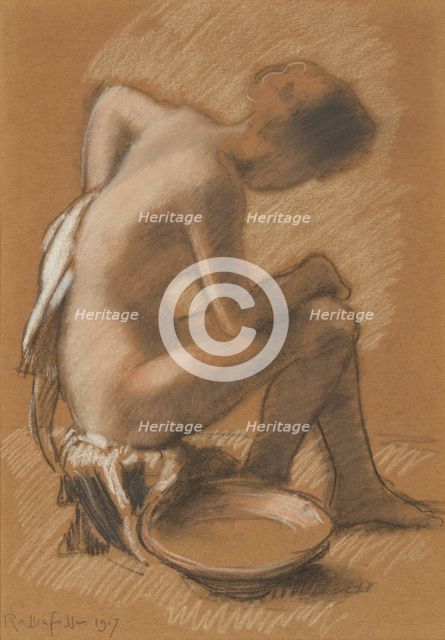 Femme à sa toilette (Woman at her toilet), 1917. Creator: Rassenfosse, Armand (1862-1934).