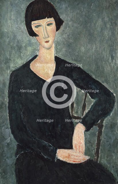 Femme assise à la robe bleue, 1918-1919. Creator: Modigliani, Amedeo (1884-1920).