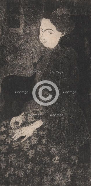 Femme assise avec chapeau à plumes (Seated Woman with Feathered Hat), about 1893. Creator: Armand Seguin.