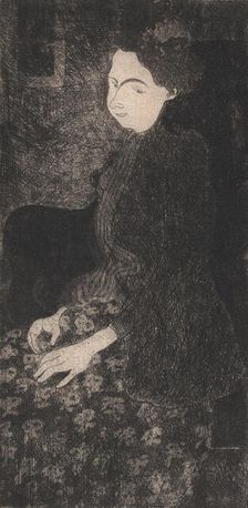 Femme assise avec chapeau à plumes (Seated Woman with Feathered Hat), about 1893. Creator: Armand Seguin