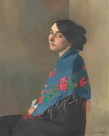 Femme au châle bleu (Woman with blue shawl), 1911. Creator: Vallotton, Felix Edouard (1865-1925)