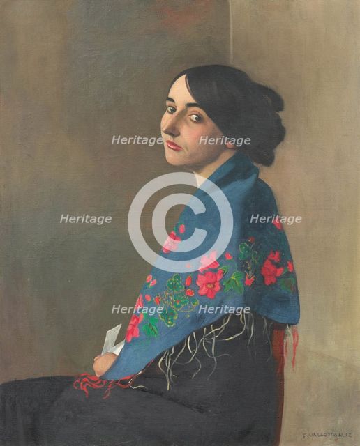 Femme au châle bleu (Woman with blue shawl), 1911. Creator: Vallotton, Felix Edouard (1865-1925).