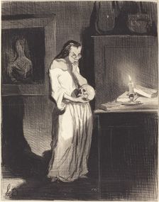 Femme de lettre humanitaire se livrant sur l'homme..., 1844. Creator: Honore Daumier