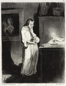 Femme de lettre humanitaire se livrant sur l'homme..., 1844. Creator: Honore Daumier