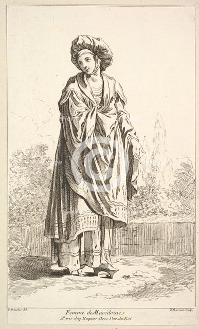 Femme de Macédoine, from Recueil de diverses fig.res étrangeres Inventées par F. B..., 18th century. Creator: Simon François Ravenet.