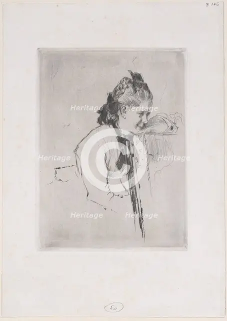 Femme de métier (étude de jeune fille appuyée sur une chaise), 1889?. Creator: Marcellin-Gilbert Desboutin.