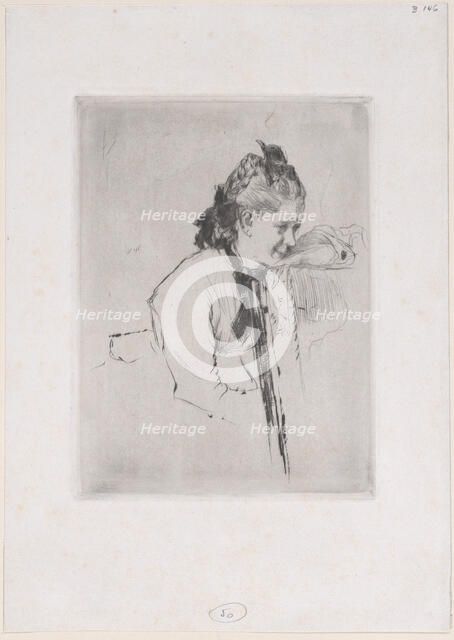 Femme de métier (étude de jeune fille appuyée sur une chaise), 1889?. Creator: Marcellin-Gilbert Desboutin.