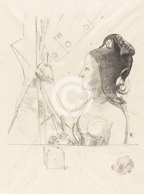 Femme de Profil (Profile of a Woman), 1900. Creator: Odilon Redon.
