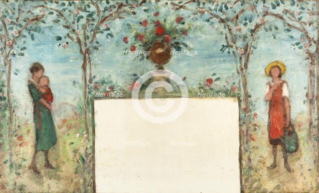 Femme et enfants dans un verger : Esquisse pour le préau de l'école des filles de..., 1933. Creator: Georges d'Espagnat.