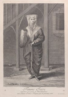 Femme Juive, Courtiere qui porte ses Marchandises aux Juenes Dames Turques qui ne peuve..., 1714-15. Creator: Unknown
