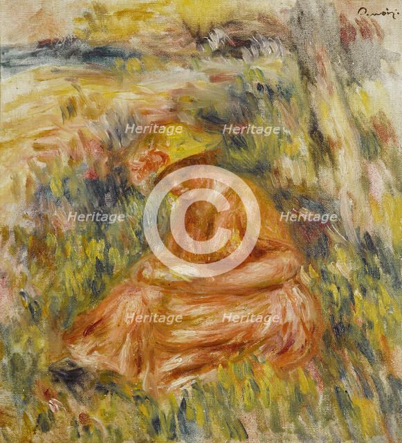 Femme lisant dans un paysage, c.1917. Creator: Pierre-Auguste Renoir.