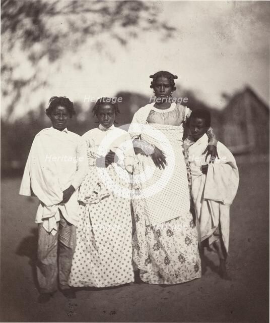 Femme Malgache et Ses Enfants (Madagascan Woman and Her Children) (Plate 3), 1863. Creator: Désiré Charnay.