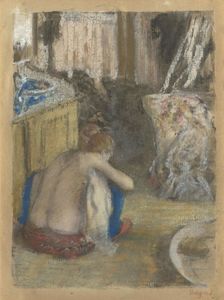 Femme nue, accroupie, vue de dos (Nude Woman Squatting, from behind), c. 1876. Creator: Degas, Edgar (1834-1917)
