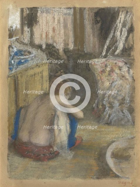Femme nue, accroupie, vue de dos (Nude Woman Squatting, from behind), c. 1876. Creator: Degas, Edgar (1834-1917).