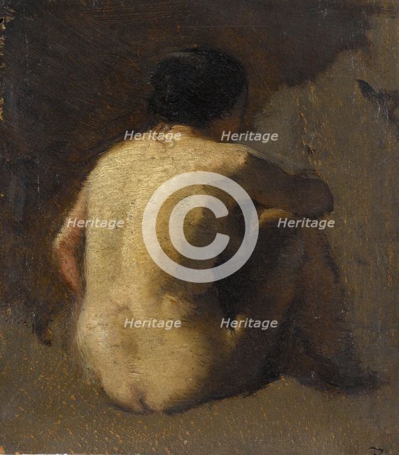 Femme nue assise, vue de dos, between 1845 and 1848. Creator: Felix Francois Georges Philibert Ziem.