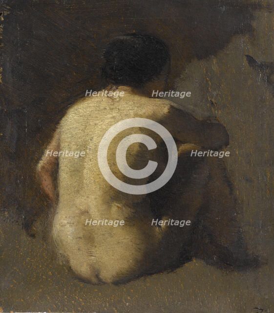 Femme nue assise, vue de dos, between 1845 and 1848. Creator: Felix Francois Georges Philibert Ziem.