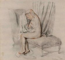 Femme nue enlevant sa chemise , ca 1717. Creator: Watteau, Jean Antoine (1684-1721)