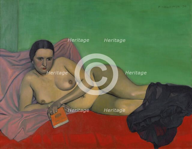 Femme nue tenant un livre, 1924. Creator: Vallotton, Felix Edouard (1865-1925).