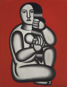 Femme sur fond rouge, 1927. Creator: Fernand Leger