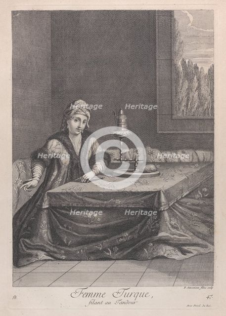 Femme Turque, filant au Tandour, 1714-15. Creator: Unknown.