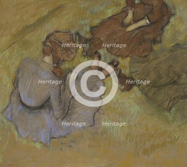 Femmes assises sur l'herbe (Women sitting on the grass), c1882. Creator: Degas, Edgar (1834-1917).