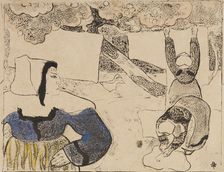 Femmes étendant du linge (Women Hanging Laundry), 1889. Creator: Emile Bernard