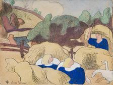 Femmes faisant les foins (Women Making Haystacks), 1889. Creator: Emile Bernard