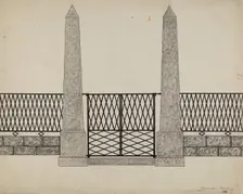 Fence and Posts, c. 1936. Creator: Mary E Humes
