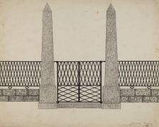 Fence and Posts, c. 1936. Creator: Mary E Humes