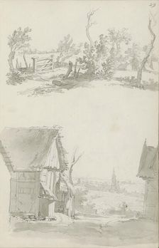 Fenced pasture and a cityscape, c.1780-c.1800. Creator: Bernhard Heinrich Thier