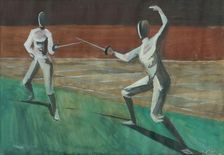 Fencers, 1940-1945. Creator: Bedrich Hoffstädter