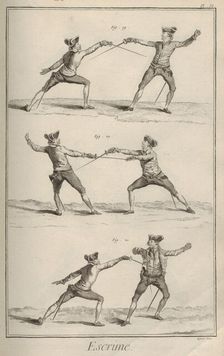 Fencing. From Encyclopédie by Denis Diderot and Jean Le Rond d'Alembert, 1751-1765. Creator: Defehrt, A.-J. (1723-1774)