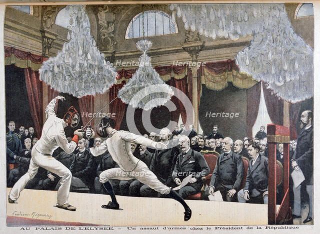 Fencing in front of the President of the Republic, Palais de l'Élysée, 1895. Creator: F Meaulle.