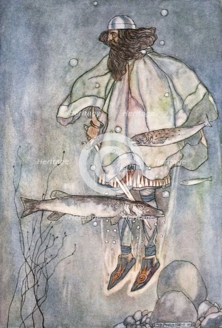 'Fergus goes down into the lake', c1910.  Creator: Stephen Reid.