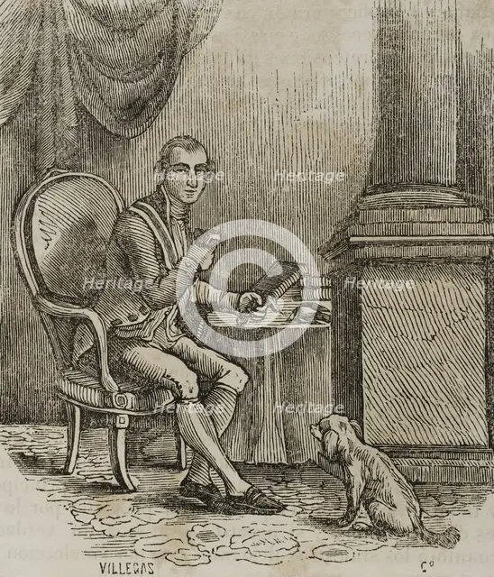 Ferdinand, as Prince of Asturias, killing little birds, 1851. Creator: Villegas.