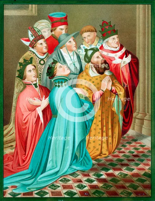 Ferdinand I of Aragon and his Queen at prayer, 1417 (mid 19th century). Artist: Unknown