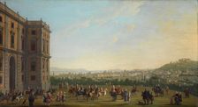 Ferdinand IV on Horseback with the Court at Capodimonte, 1760. Creator: Joli, Antonio (1700-1777)