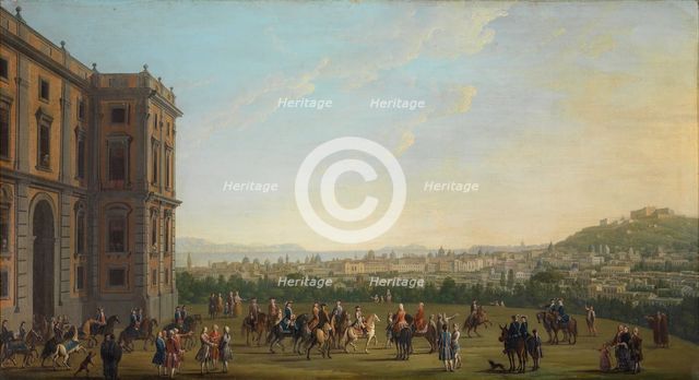 Ferdinand IV on Horseback with the Court at Capodimonte, 1760. Creator: Joli, Antonio (1700-1777).