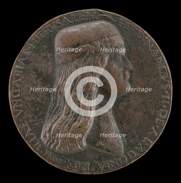 Ferdinand II of Aragon, died 1496, Prince of Capua and King of Naples 1495 [obverse], 1495/1496. Creator: Adriano Fiorentino.